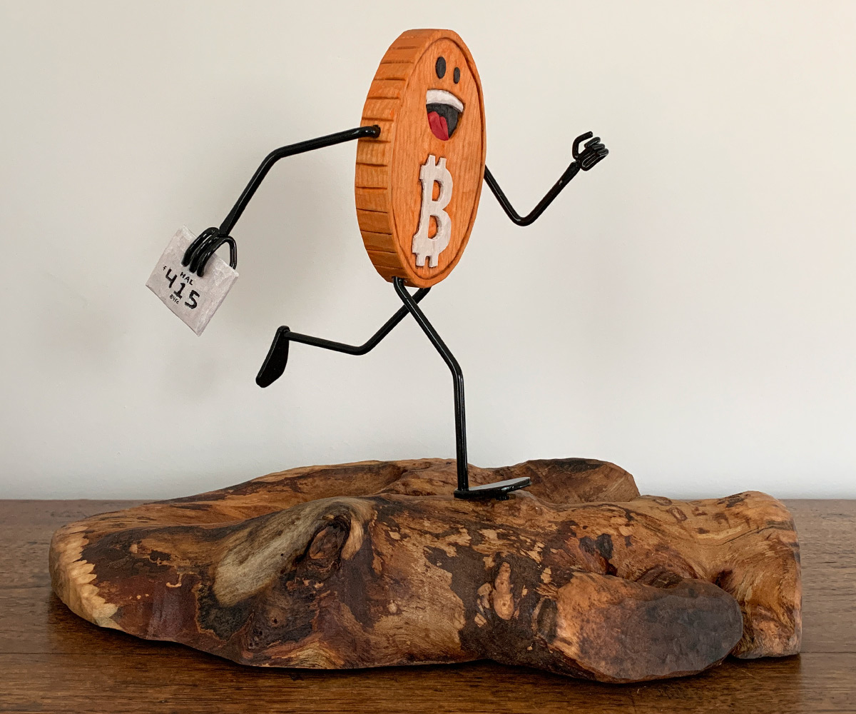 Running Bitcoin sculpture